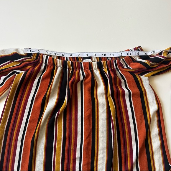 Windsor Striped Off-Shoulder Blouse Orange, Brown and Black - Medium - Picture 5 of 10